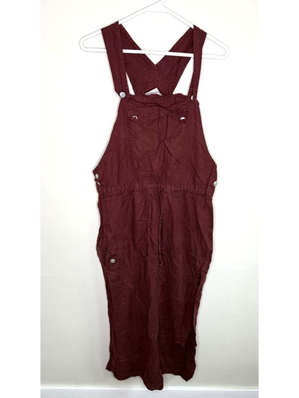 Vintage 90s Dress Overalls Apron Linen Baggy Lagenlook